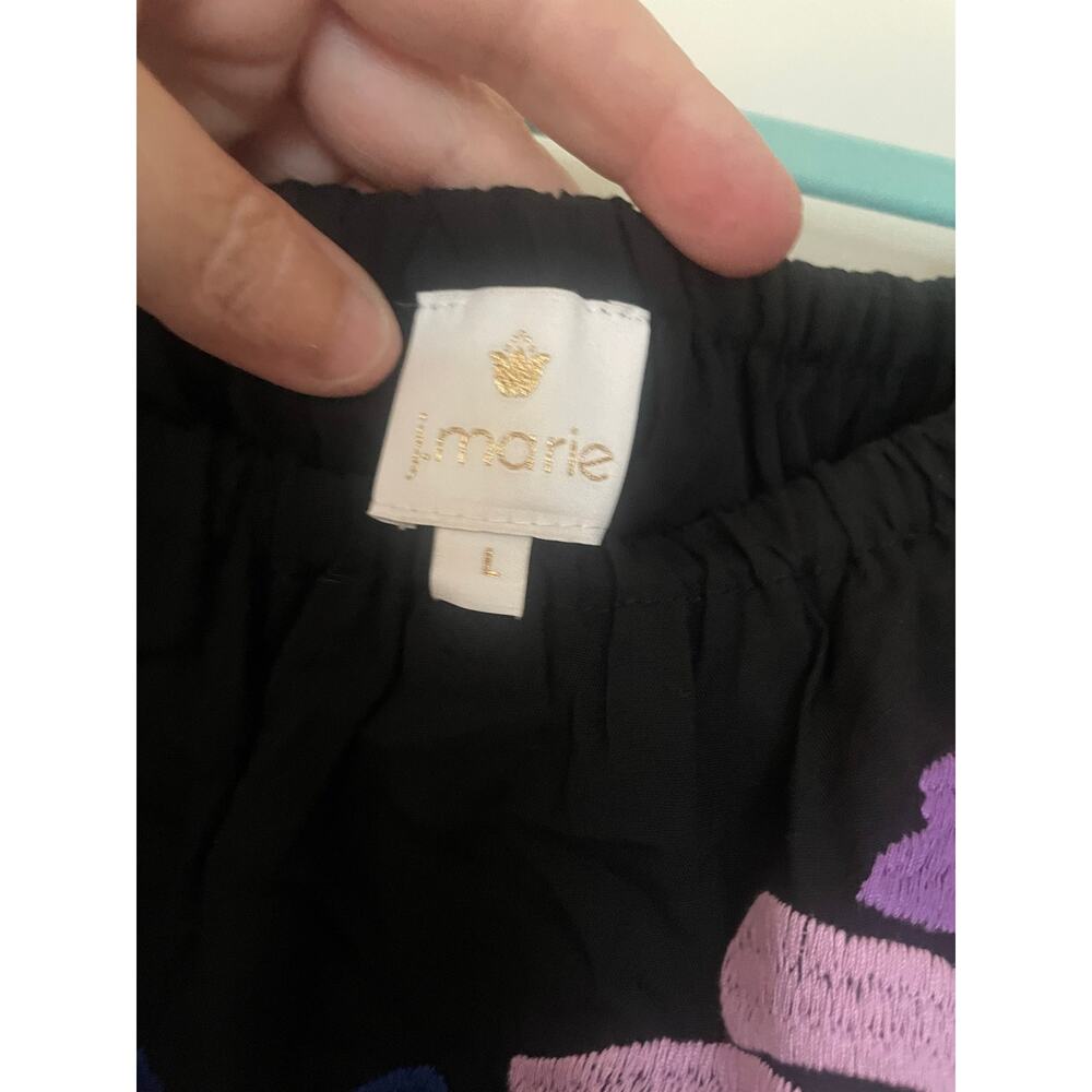 NWT J. Marie Off The Shoulders Black Embroidered Romper Sz. L - Picture 7 of 12